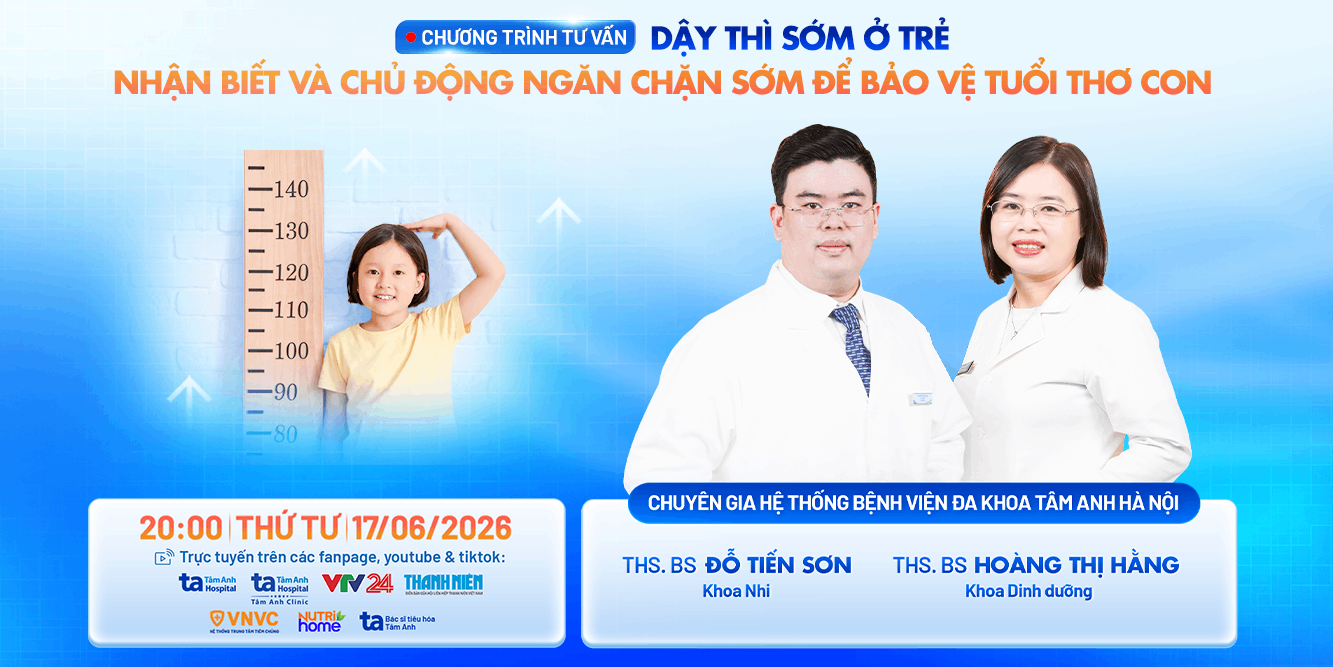 Banner chương trình tư vấn chủ đề dậy thì sớm ở trẻ