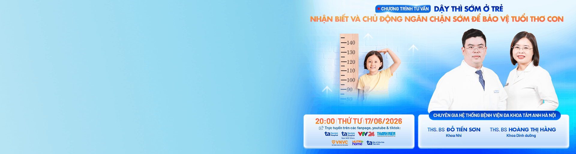 Banner chương trình tư vấn chủ đề dậy thì sớm ở trẻ