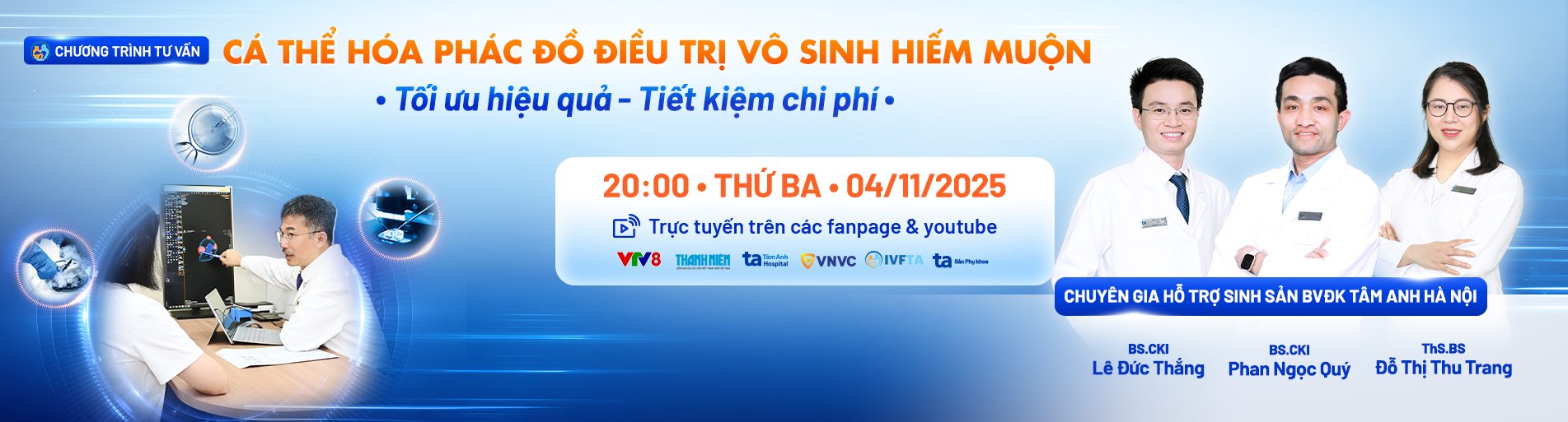 banner live cá thể hóa phác đồ điều trị vô sinh hiếm muộn desk