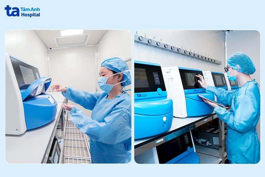 Hệ thống tủ nuôi cấy phôi Timelapse tích hợp trí tuệ nhân tạo AI Embryoscope+ được ví như “buồng tử cung nhân tạo”, với mỗi ngăn tủ được sử dụng cho một ca nuôi cấy riêng biệt
