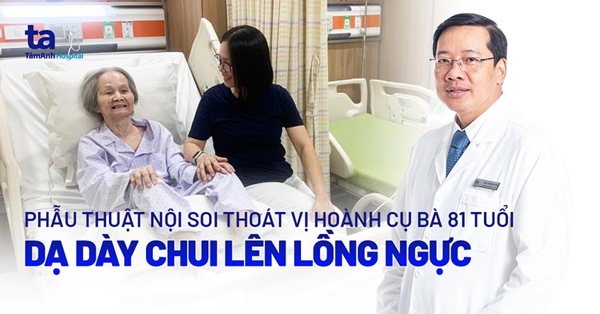 Phẫu thuật nội soi thoát vị hoành cho người bệnh 81 tuổi
