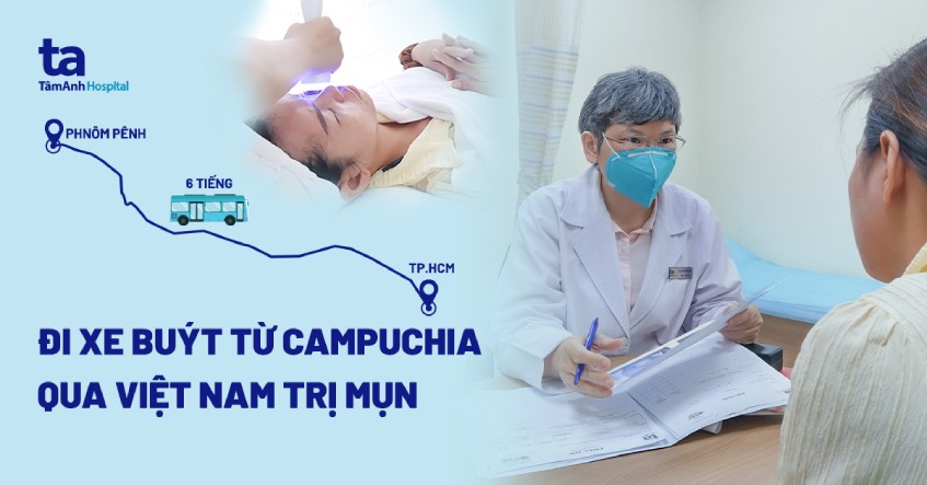 Đi xe buýt từ Campuchia qua Việt Nam trị mụn