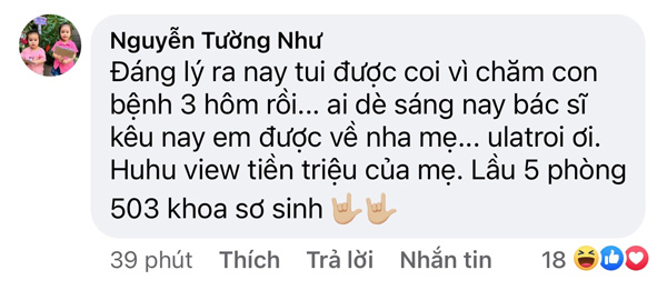 người mẹ tiếc nuối vì xuất viện sớm