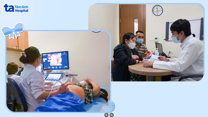 Chị Bình siêu âm thai định kỳ