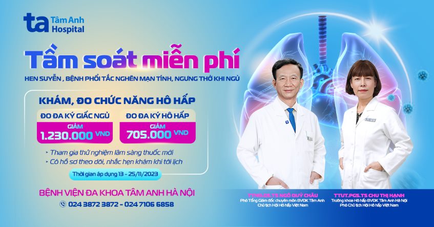 Tầm soát miễn phí hen suyễn, bệnh phổi tắc nghẽn mạn tính, ngưng thở khi ngủ