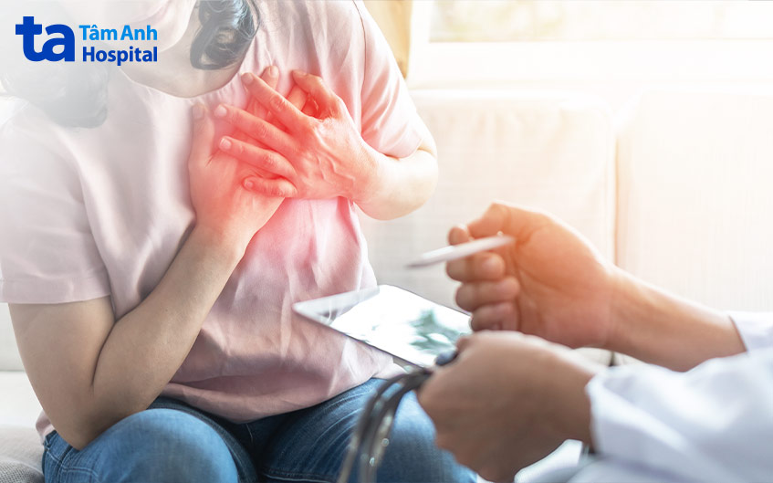 Khó thở, đau tức ngực trái là triệu chứng điển hình của viêm cơ tim cấp