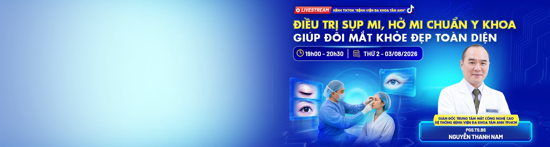 banner livestream điều trị sụp mi mắt chuẩn y khoa