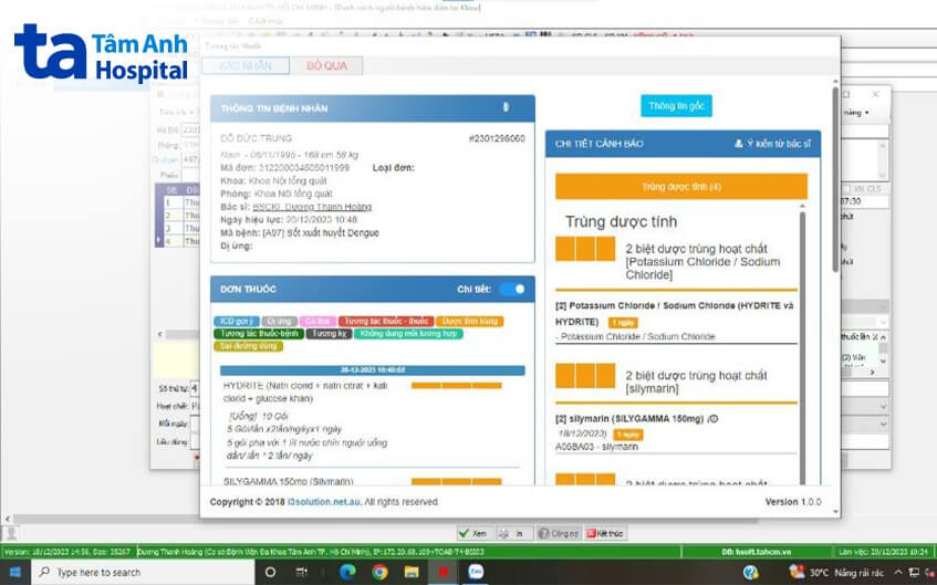 giao diện ứng dụng công nghệ quản lý sai sót kê đơn