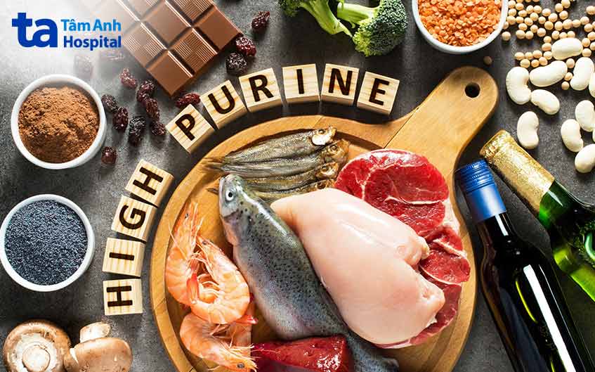 Các thực phẩm giàu purine là nguyên nhân chủ yếu làm tăng acid uric máu