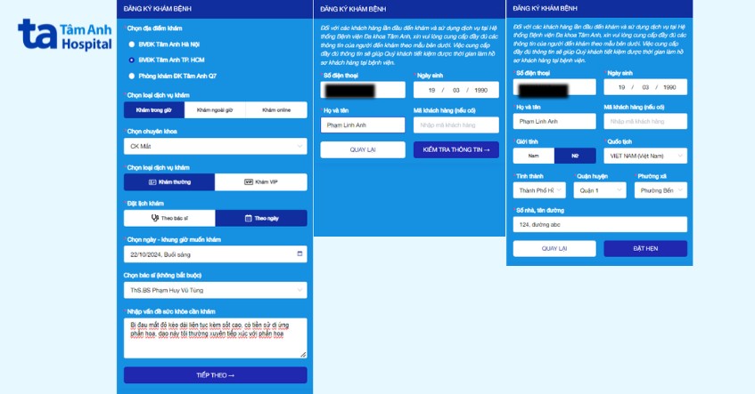 đặt lịch khám mắt online bvđk tâm anh