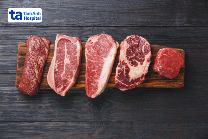 các loại thức ăn không tốt cho tim mạch, thịt đỏ