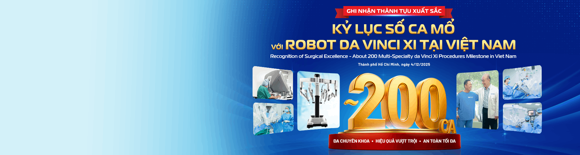 banner mb kỷ lục số ca mổ với robot da vinci xi tại việt nam