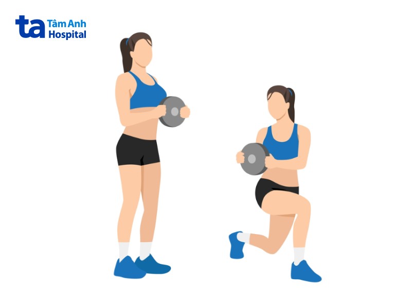 động tác lunge twist với tạ đơn