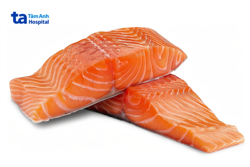 da nhờn mụn nên ăn gì, cá hồi