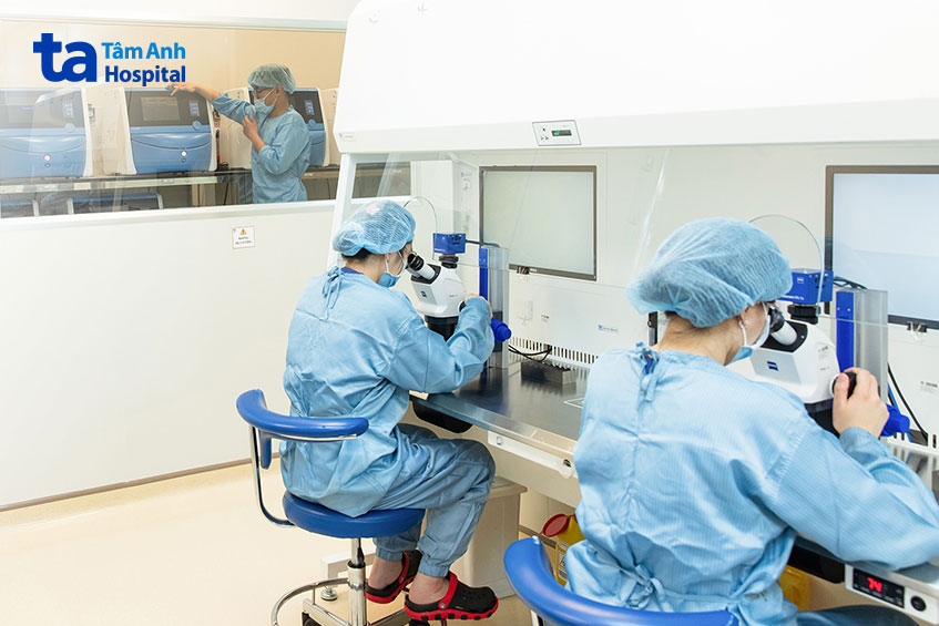 Chuyên viên phôi học áp dụng các kỹ thuật chuyên sâu bên trong hệ thống phòng labo nuôi cấy phôi học “siêu sạch” tiêu chuẩn ISO 5