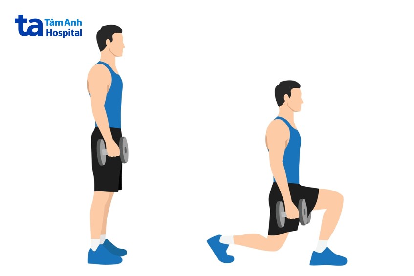 lunge kết hợp nhảy đốt calo