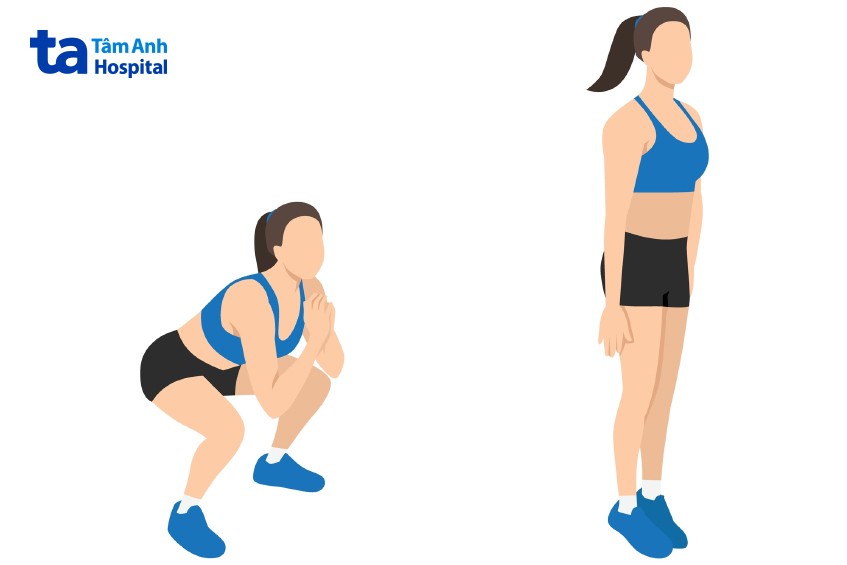 squat jack đốt mỡ thân dưới