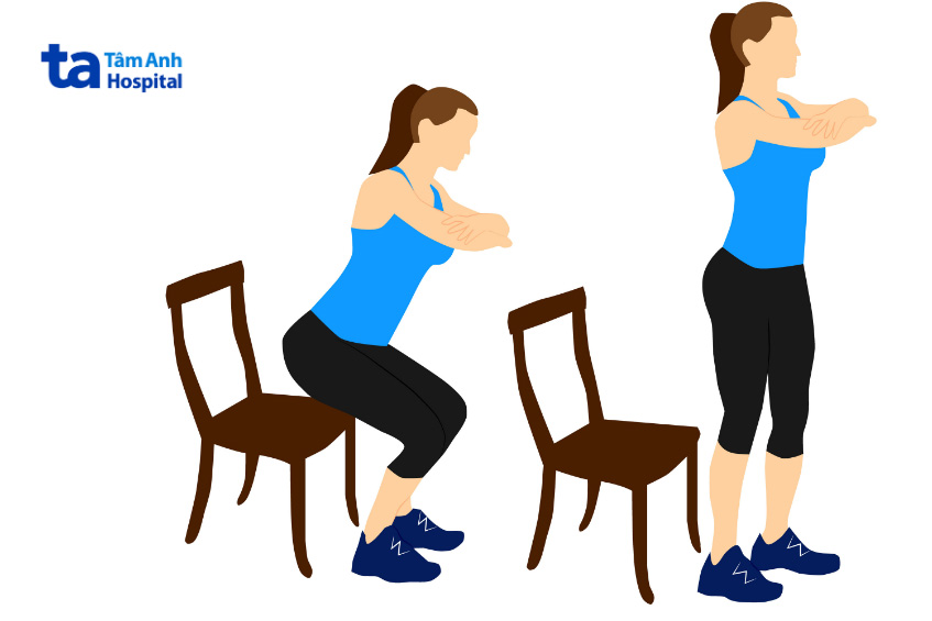 Bài tập đứng ngồi với ghế