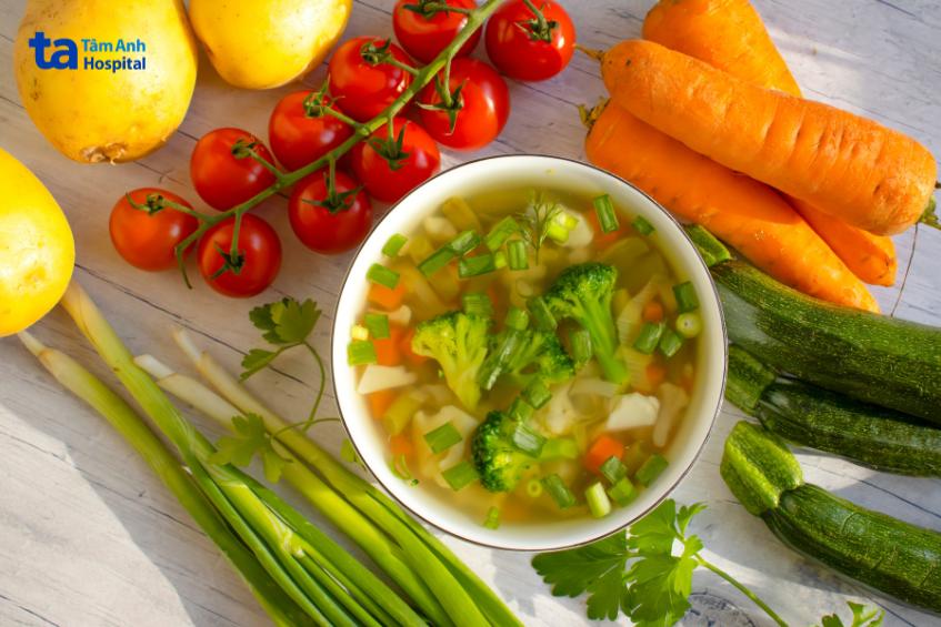 súp rau củ giúp giảm mỡ bụng