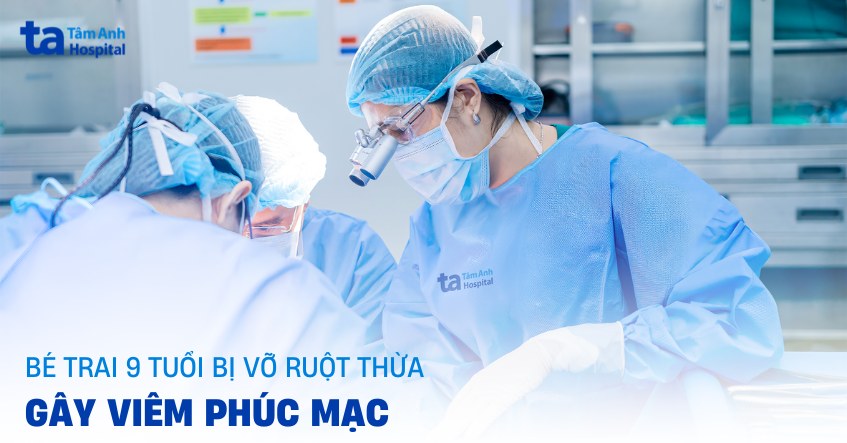 bé trai 9 tuổi bị vỡ ruột thừa gây viêm phúc mạc