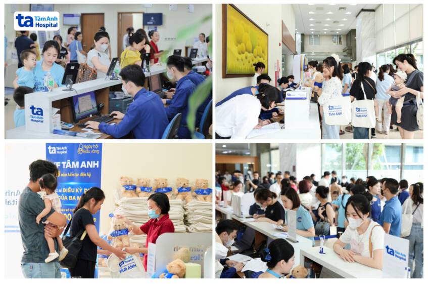 Từ sáng sớm, hàng ngàn gia đình đã có mặt tại BVĐK Tâm Anh, háo hức hội ngộ bác sĩ và nhiều gia đình em bé IVF khác