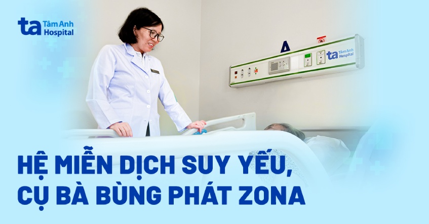 Cụ bà bùng phát zona trên nền hệ miễn dịch suy yếu