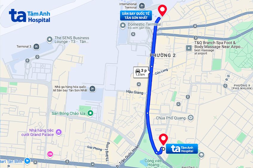 hướng dẫn đường đi đến bệnh viện tâm anh