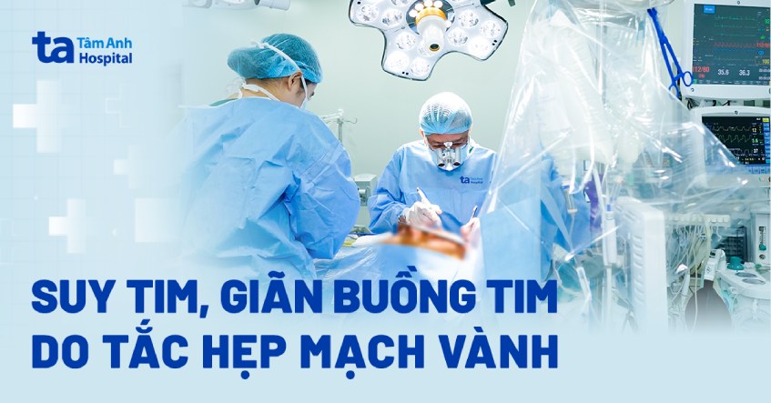 Buồng tim giãn gấp rưỡi vì tắc hẹp ba nhánh mạch vành