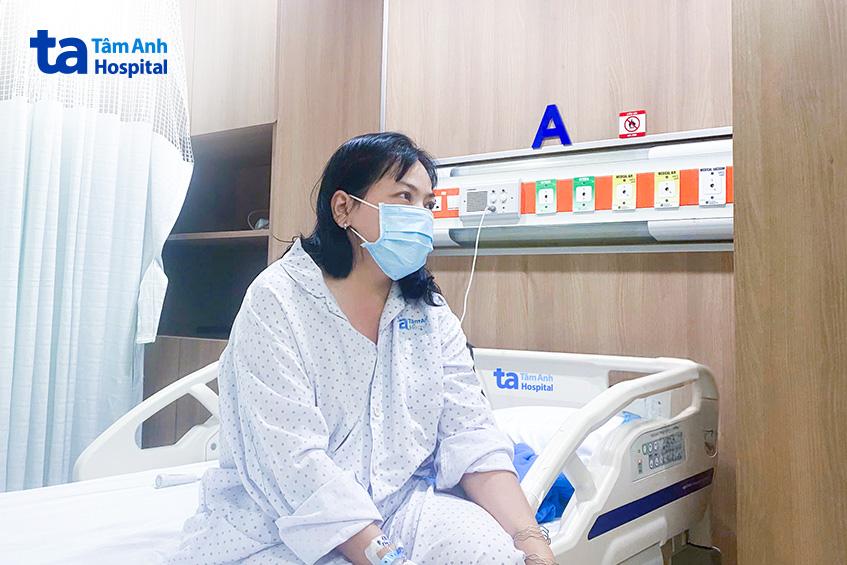 chị trân trong thời gian điều trị nhiễm trùng