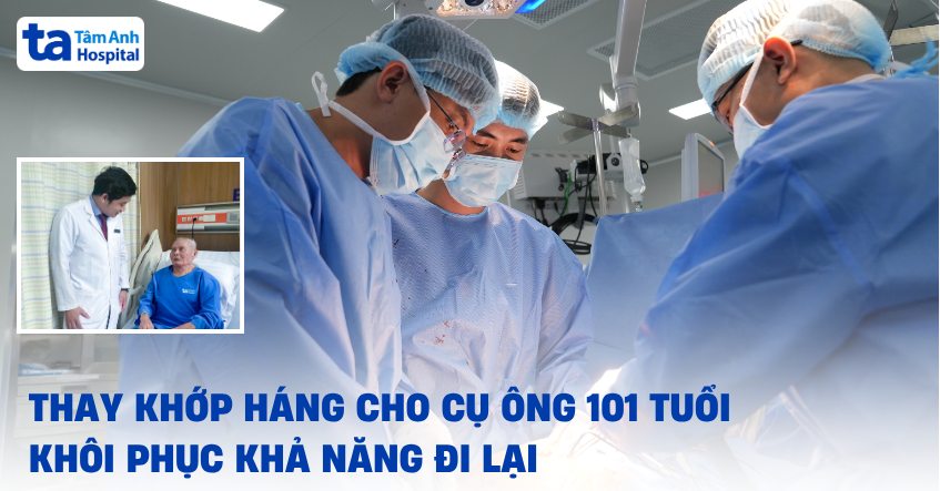 Thay khớp háng sau 12 giờ cho cụ ông té võng