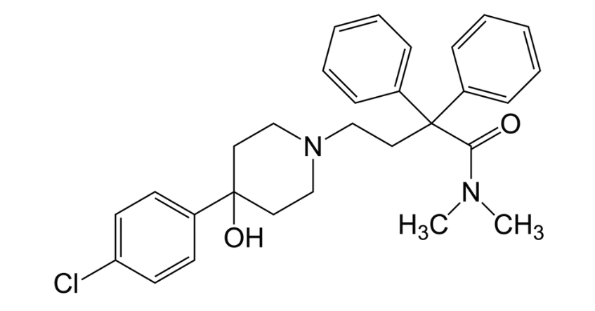 Cấu trúc phân tử hóa học của hoạt chất loperamide hydrochloride