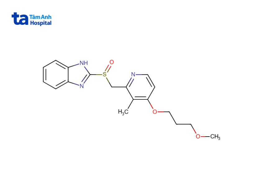 Cấu trúc hóa học chi tiết của hợp chất rabeprazole dạng phân tử