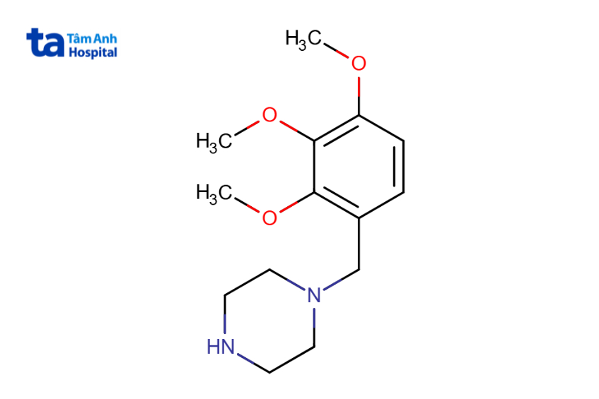 Công thức cấu tạo phân tử thuốc trimetazidine, thuốc điều trị thiếu máu cơ tim