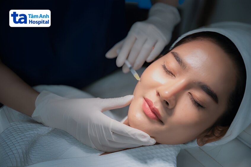không nên nằm nghiêng sau tiêm botox