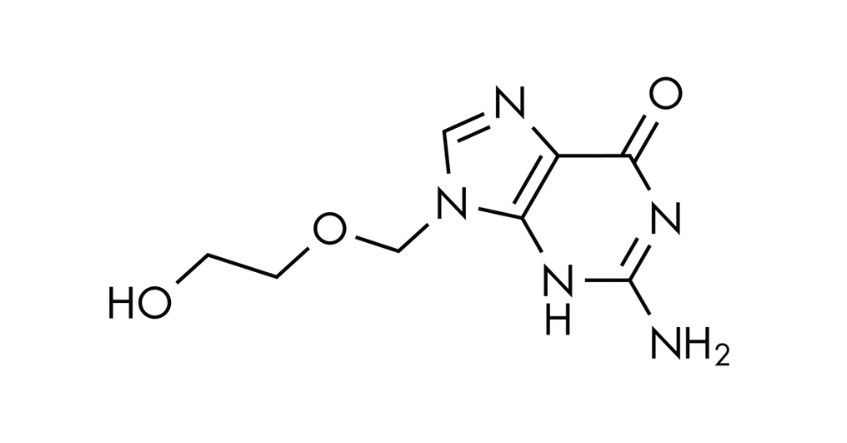 Cấu trúc hóa học của hoạt chất Acyclovir dùng trong điều trị các bệnh do virus gây ra