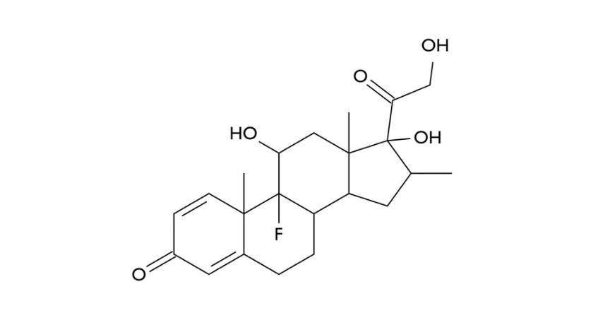 Công thức cấu trúc hóa học của betamethasone, một corticosteroid tổng hợp dùng trong điều trị viêm