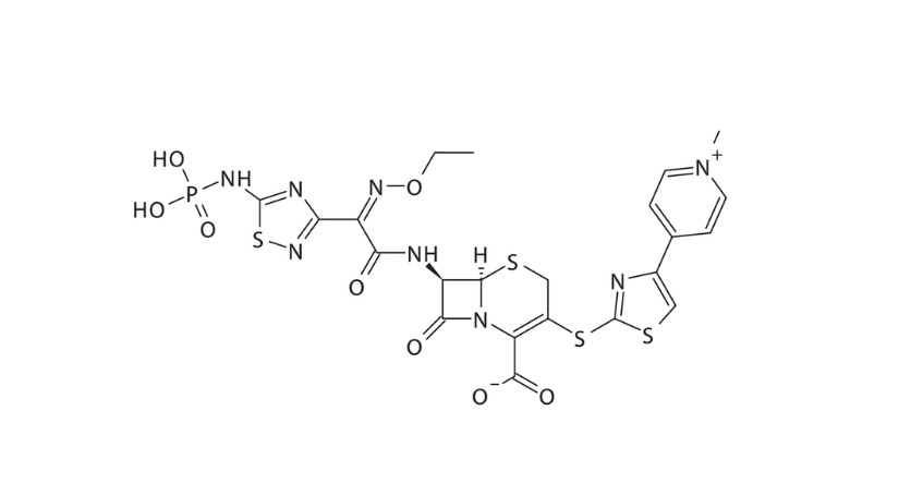 Cấu trúc hóa học của ceftaroline fosamil, kháng sinh cephalosporin thế hệ 5 có tác dụng trên MRSA
