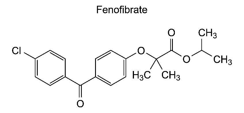 Cấu trúc phân tử hóa học của hoạt chất fenofibrate trong điều trị mỡ máu