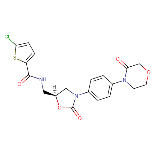 Công thức cấu tạo hóa học của Rivaroxaban - hoạt chất trong nhóm thuốc kháng đông máu thế hệ mới