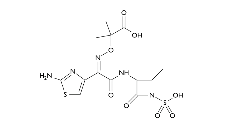 Cấu trúc phân tử hóa học của Aztreonam - kháng sinh nhóm monobactam phổ hẹp