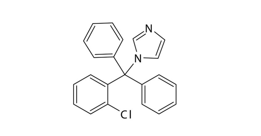 Cấu trúc phân tử của hoạt chất Clotrimazole dùng trong điều trị nấm da