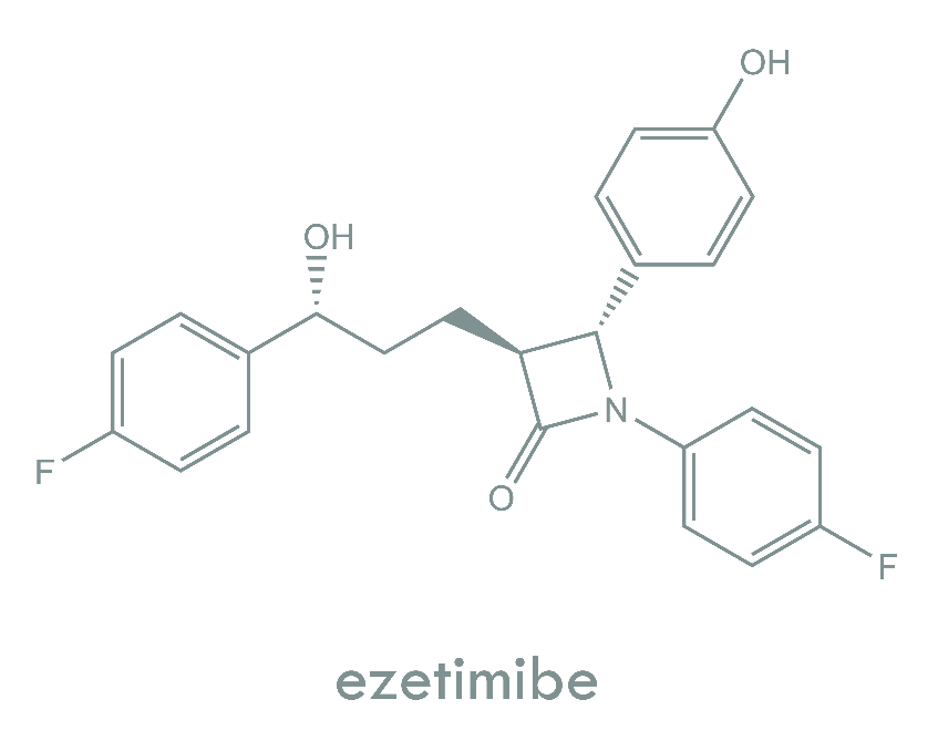 Công thức hóa học của Ezetimibe, thuốc ức chế hấp thu cholesterol tại ruột non
