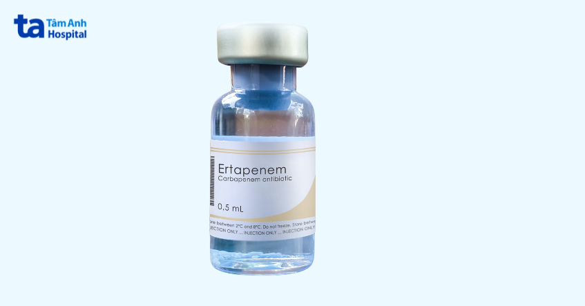 Lọ thuốc kháng sinh Ertapenem dạng tiêm được sử dụng điều trị nhiễm khuẩn nặng