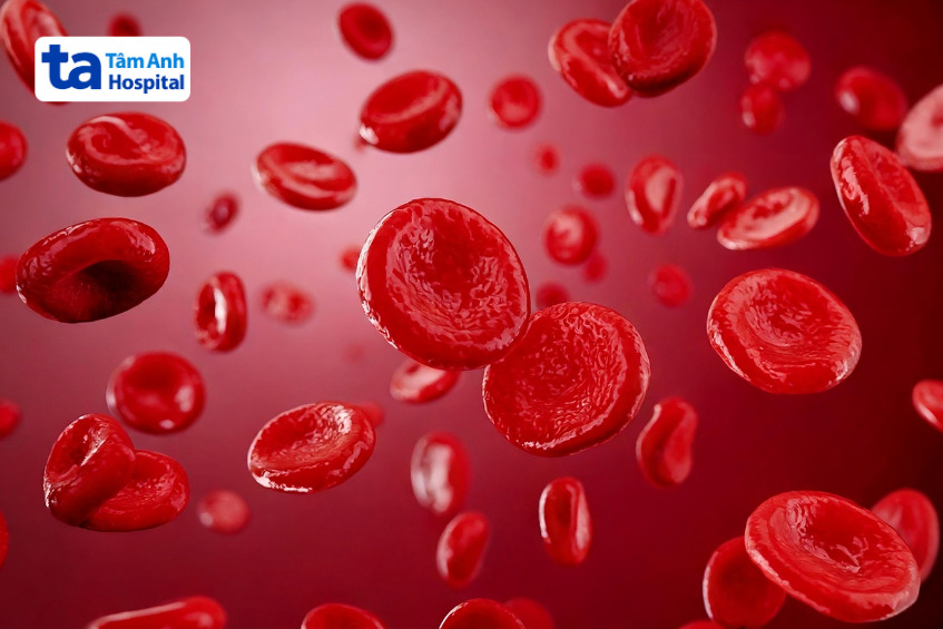hồng cầu đang chuyển động trong mạch máu