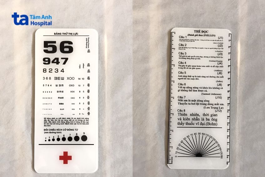 bảng đo thị lực dạng thẻ parinaud