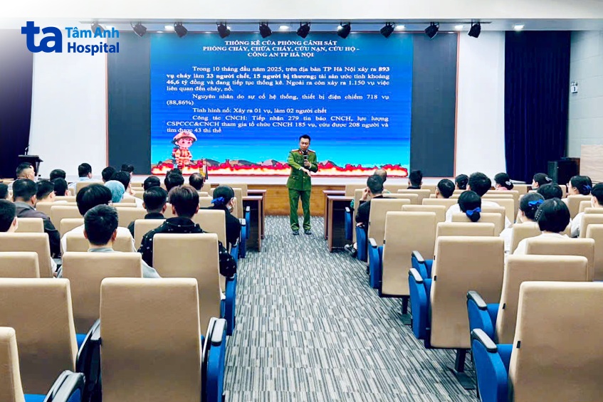 đội pccc bệnh viện và đại diện các bộ phận_phòng_khoa tham gia buổi tập huấn pccc