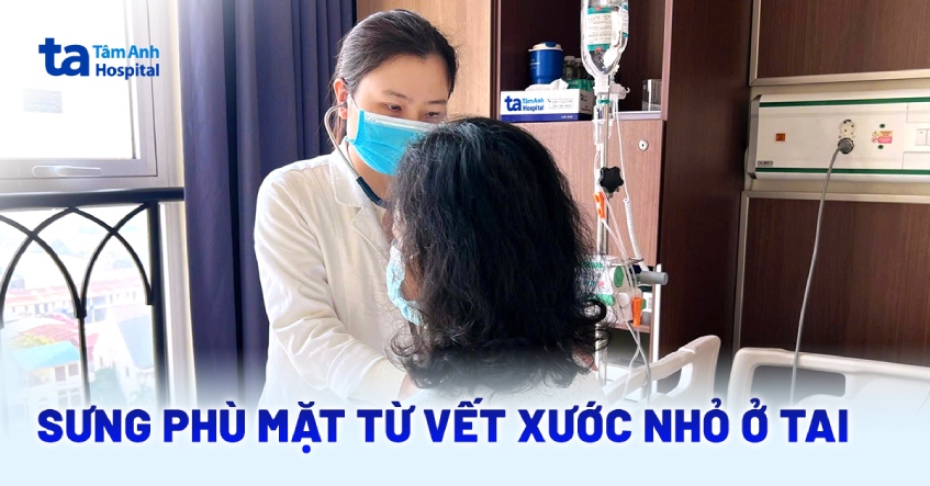 Người phụ nữ mắc đái tháo đường sưng mặt do nhiễm trùng từ vết xước nhỏ