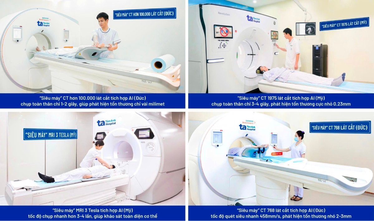 BVĐK Tâm Anh TP.HCM đầu tư dàn “siêu máy” CT thế hệ mới từ Âu - Mỹ như Somatom VB30 (Đức), Revolution Apex Elite (Mỹ)… cho tốc độ chụp siêu nhanh, hình ảnh siêu nét và tối ưu liều tia, nâng tầm chẩn đoán chính xác, phát hiện sớm các bất thường