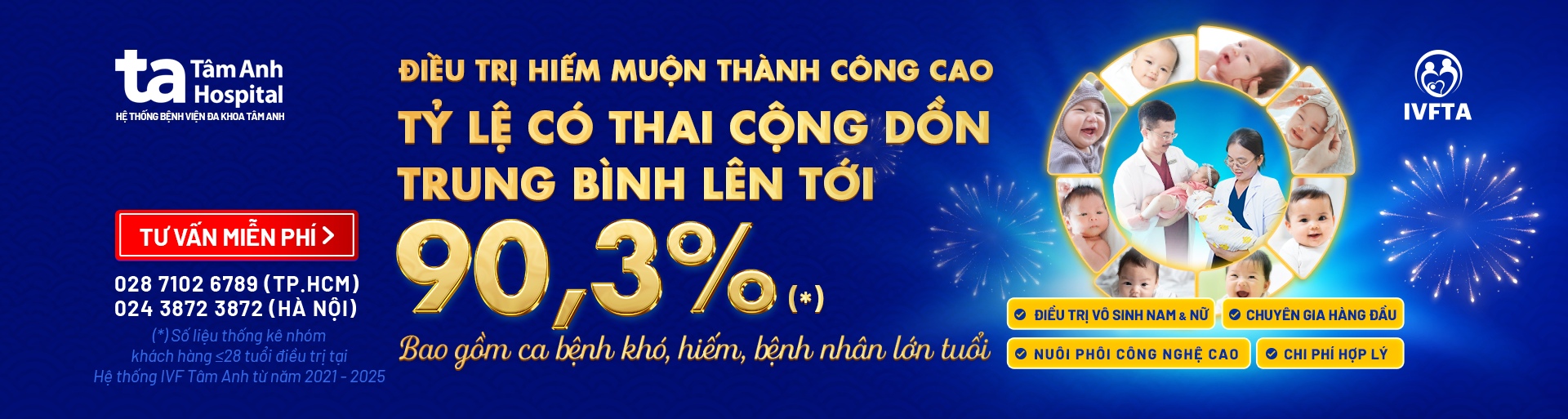Banner tỷ lệ có thai cộng dồn của IVF Tâm Anh desk
