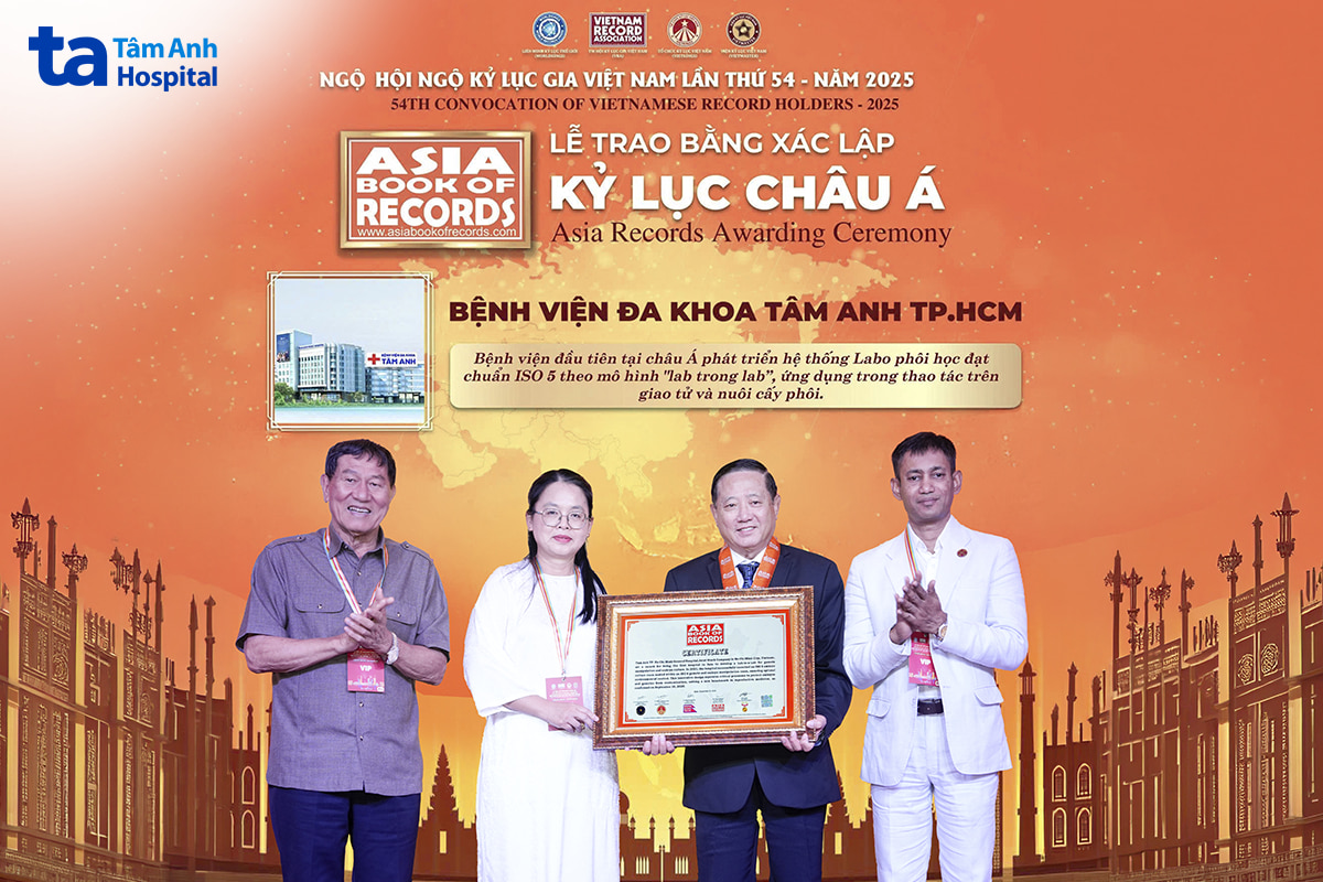 Bệnh viện Đa khoa Tâm Anh TP.HCM nhận Kỷ lục châu Á với hệ thống lab phôi học chuẩn ISO 5 trong lĩnh vực hỗ trợ sinh sản